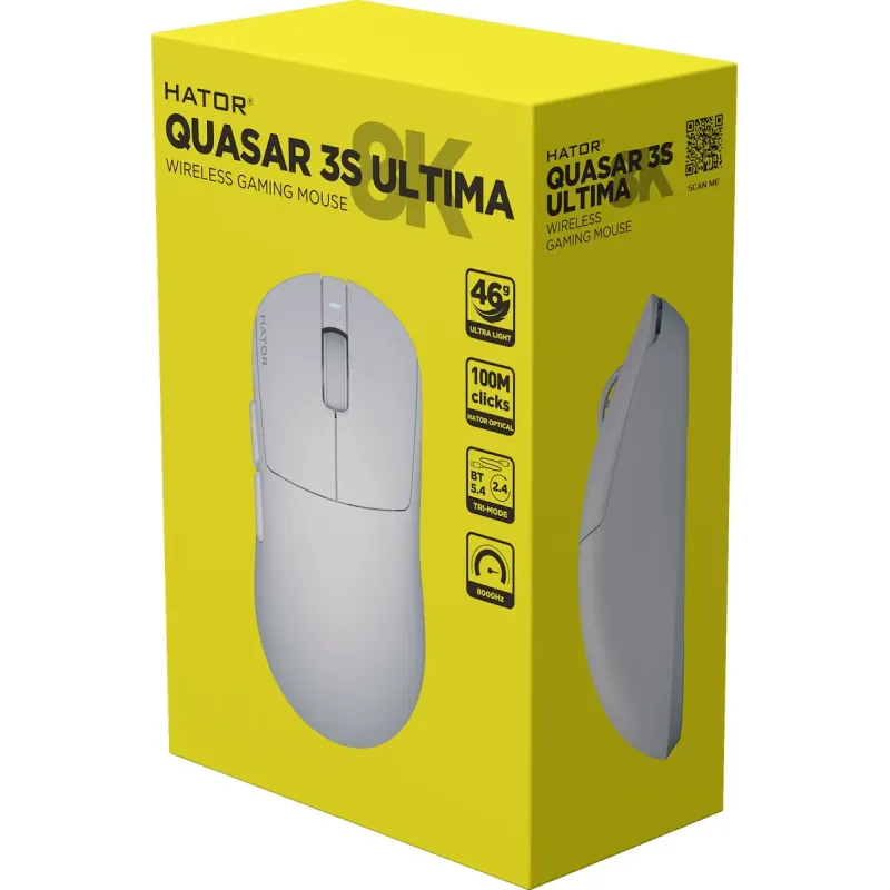 Комп'ютерна миша Hator Quasar 3S Ultima 8K Wireless White (HTM661)
