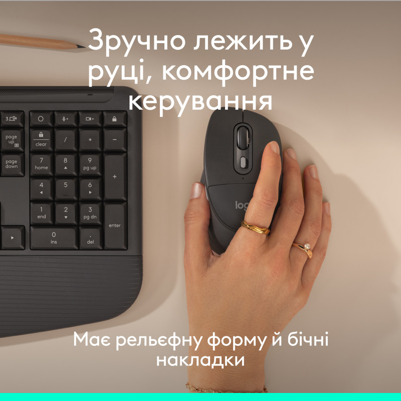 Комп'ютерна миша Logitech Signature Comfort Plus M850L Wireless/USB-C Graphite (910-007715)