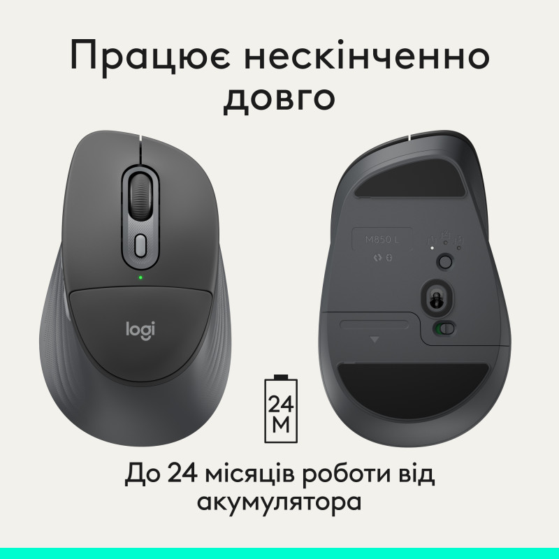 Комп'ютерна миша Logitech Signature Comfort Plus M850L Wireless/USB-C Graphite (910-007715)