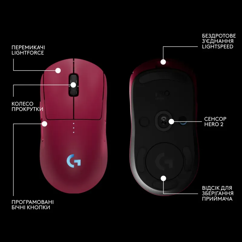 Компьютерная мышь Logitech PRO 2 Lightspeed Magenta (910-007309)