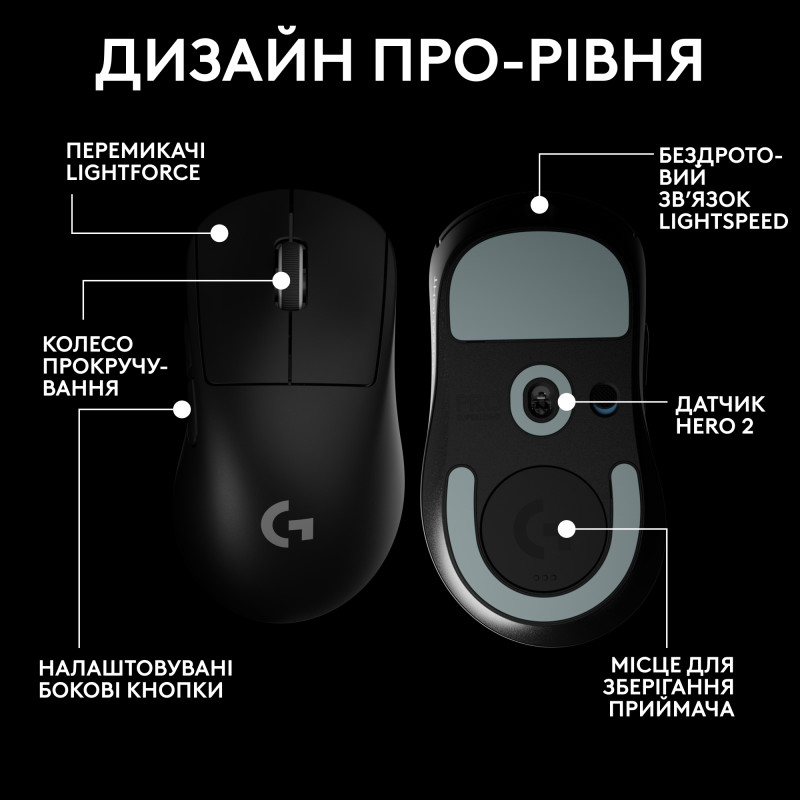 Компьютерная мышь Logitech Pro X Superlight 2 Dex Black (910-007357, 910-007359)