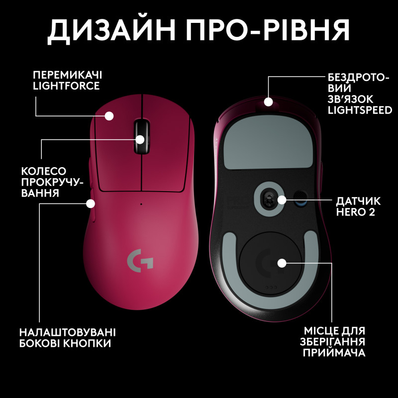 Компьютерная мышь Logitech Pro X Superlight 2 Dex Pink (910-007371, 910-007373)
