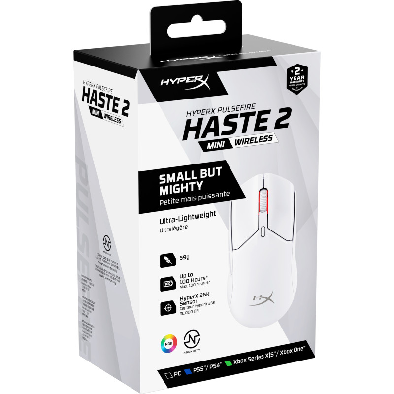 Компьютерная мышь HyperX Pulsefire Haste 2 Mini Wireless white (7D389AA)
