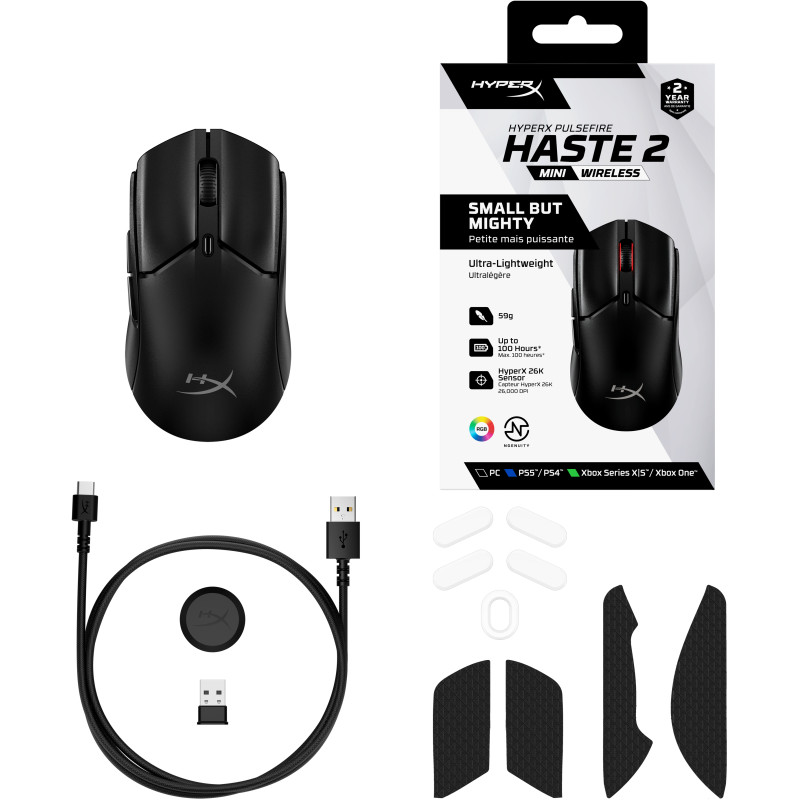 Компьютерная мышь HyperX Pulsefire Haste 2 Mini Wireless black (7D388AA)