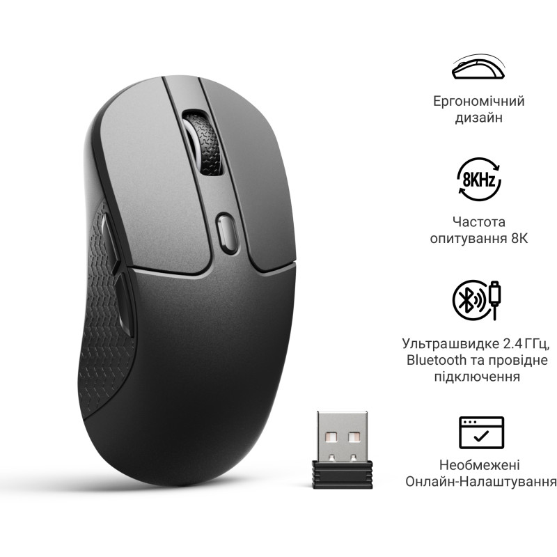 Комп'ютерна миша Keychron M3 Wireless/Bluetooth/USB Black PAW3950 (M3-A23)
