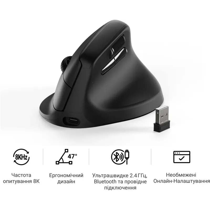 Компьютерная мышь Keychron M5 Wireless/Bluetooth/USB Black PAW3950 (M5-A23)
