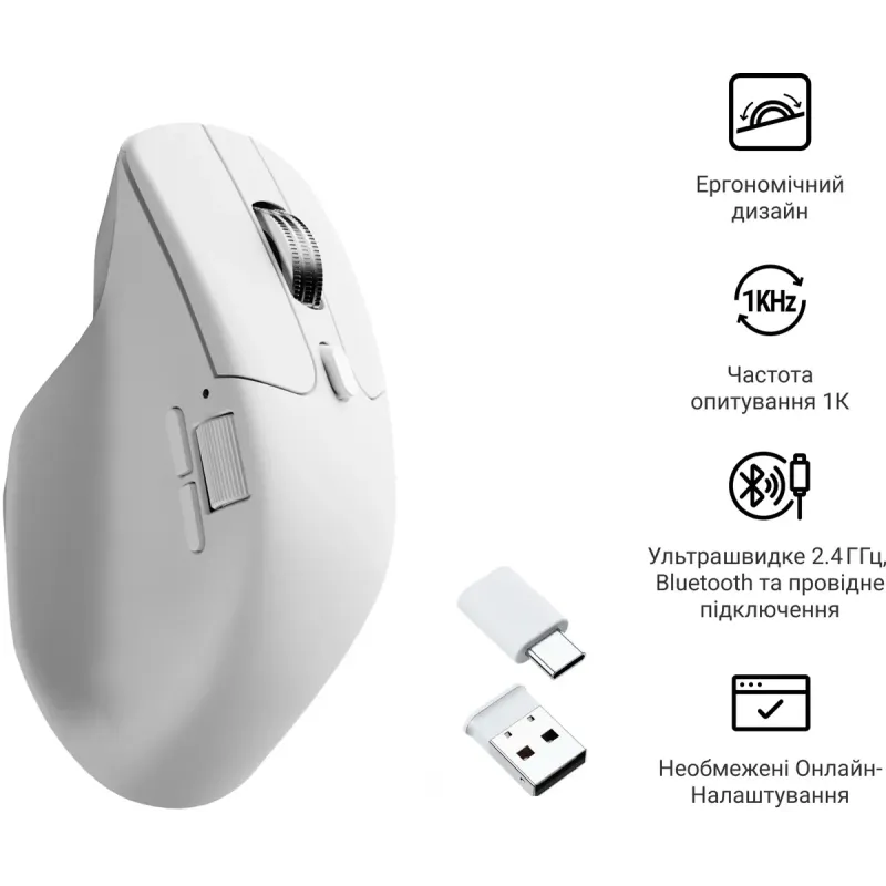 Компьютерная мышь Keychron M6S Wireless/Bluetooth/USB White PAW3311 (M6S-B72)