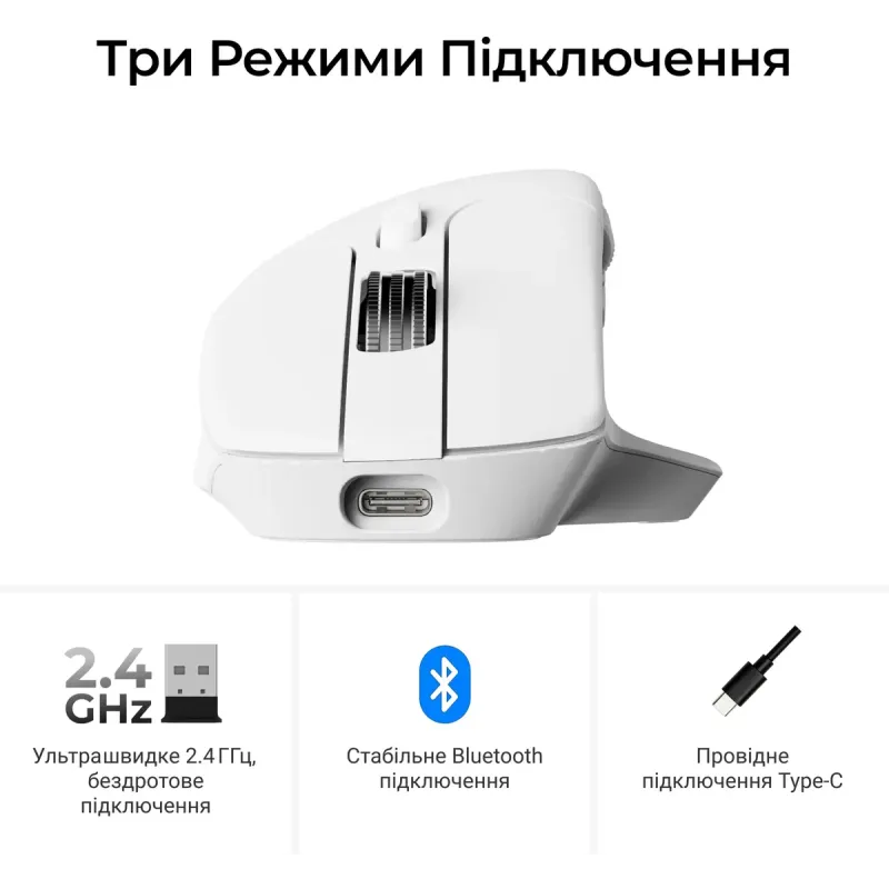 Компьютерная мышь Keychron M6S Wireless/Bluetooth/USB White PAW3311 (M6S-B72)