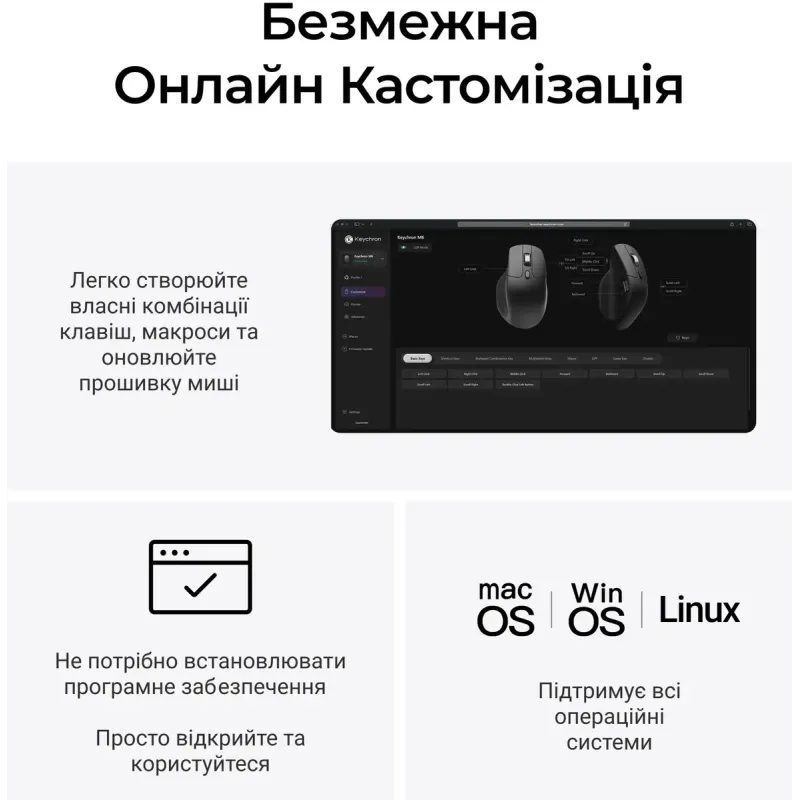 Компьютерная мышь Keychron M6S Wireless/Bluetooth/USB White PAW3311 (M6S-B72)