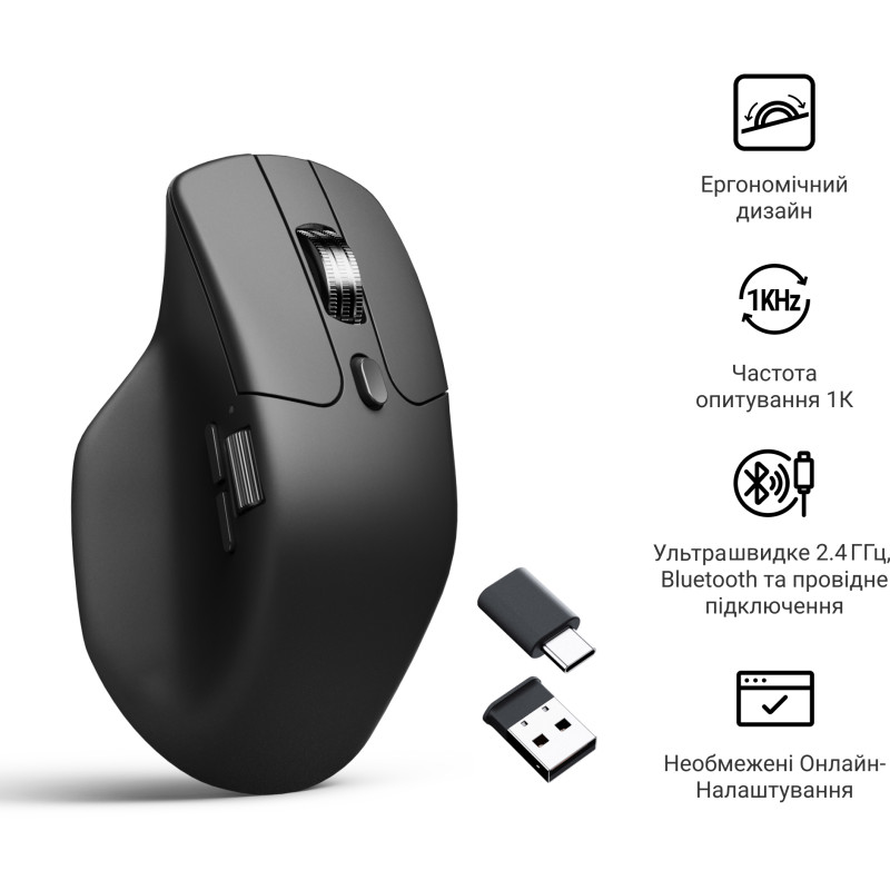 Комп'ютерна миша Keychron M6S Wireless/Bluetooth/USB Black PAW3311 (M6S-A72)