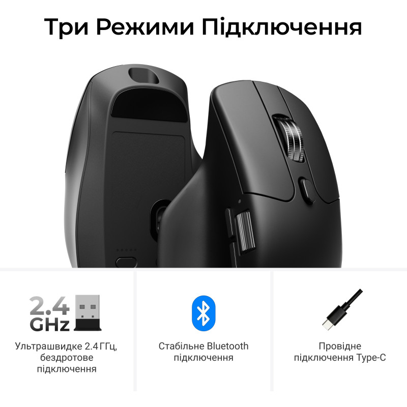 Комп'ютерна миша Keychron M6S Wireless/Bluetooth/USB Black PAW3311 (M6S-A72)