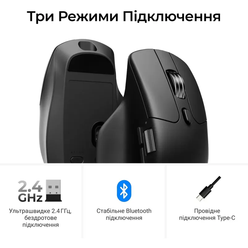 Комп'ютерна миша Keychron M6S Wireless/Bluetooth/USB Black PAW3311 (M6S-A72)