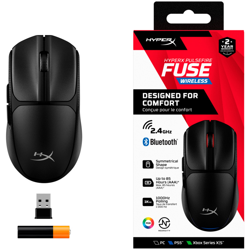 Компьютерная мышь HyperX Pulsefire Fuse Wireless/Bluetooth Black (A1KY6AA)