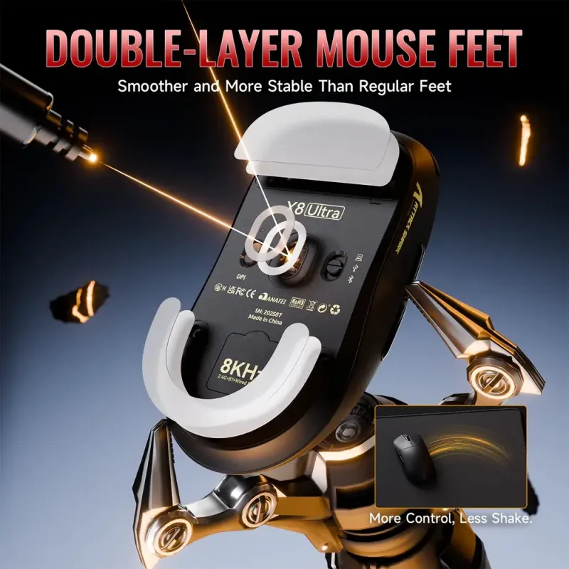 Компьютерная мышь Attack Shark X8 ULTRA, Wireless/Bluetooth, 42000dpi. (PAW3950MAX), 6кн., Black (X8ULTRAB_AS)
