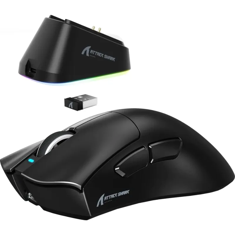 Компьютерная мышь Attack Shark V3Pro Ultra-Light, Wireless/Bluetooth, 25000dpi. (PAW3311), 6кн., Black (V3PROB_AS)