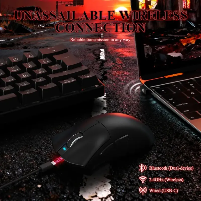Компьютерная мышь Attack Shark V3Pro Ultra-Light, Wireless/Bluetooth, 25000dpi. (PAW3311), 6кн., Black (V3PROB_AS)