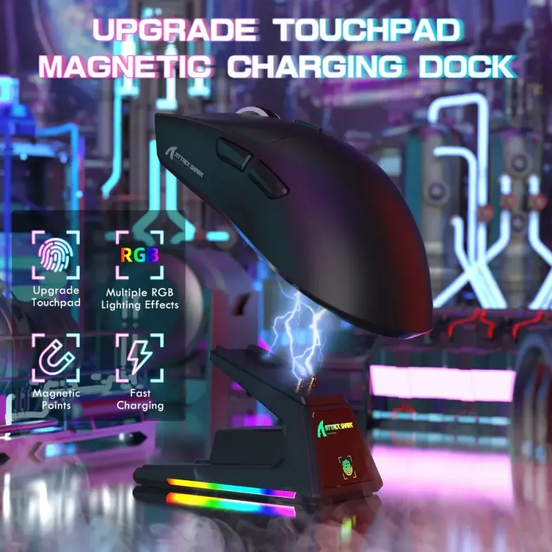 Компьютерная мышь Attack Shark X1, Wireless/Bluetooth, 40000dpi. (PAW3395PRO), 6кн., Black (X1B_AS)