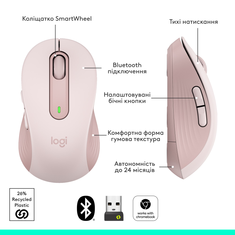 Компьютерная мышь Logitech Signature M650 Wireless Mouse Rose (910-006254)