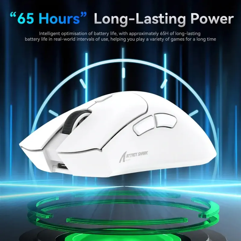 Компьютерная мышь Attack Shark R1, Wireless/Bluetooth, 18000dpi, (PAW3311), 6кн., White (R1W_AS)