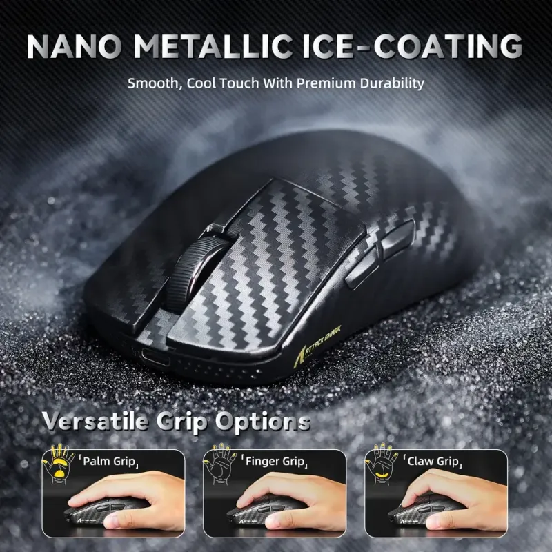 Компьютерная мышь Attack Shark R11 Ultra, Wireless/Bluetooth, 42000dpi. (PAW3950MAX) 6кн., Phantom Shark (R11ULTRAPS_AS)