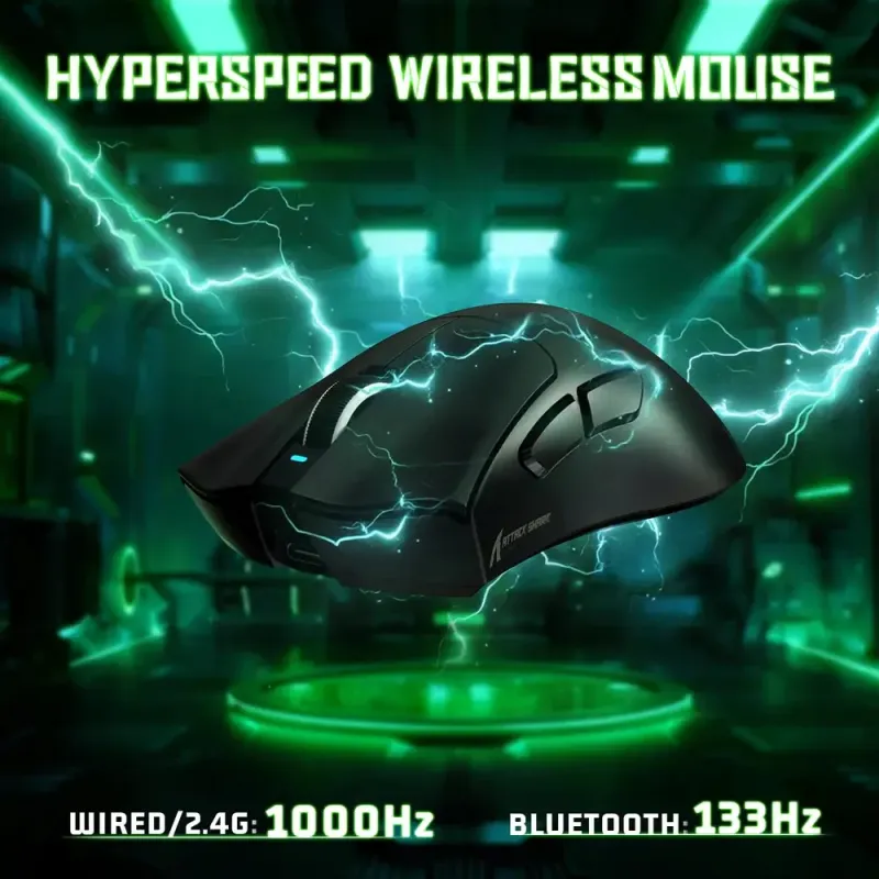 Компьютерная мышь Attack Shark V3 Ultra-Light, Wireless, PAW3311 сенсор, 25000dpi., 6кн., Black (V3B_AS)