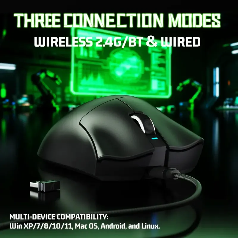 Компьютерная мышь Attack Shark V3 Ultra-Light, Wireless, PAW3311 сенсор, 25000dpi., 6кн., Black (V3B_AS)