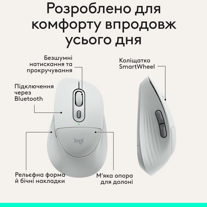 Комп'ютерна миша Logitech Signature Comfort Plus M850L Wireless/Bluetooth White (910-007716)