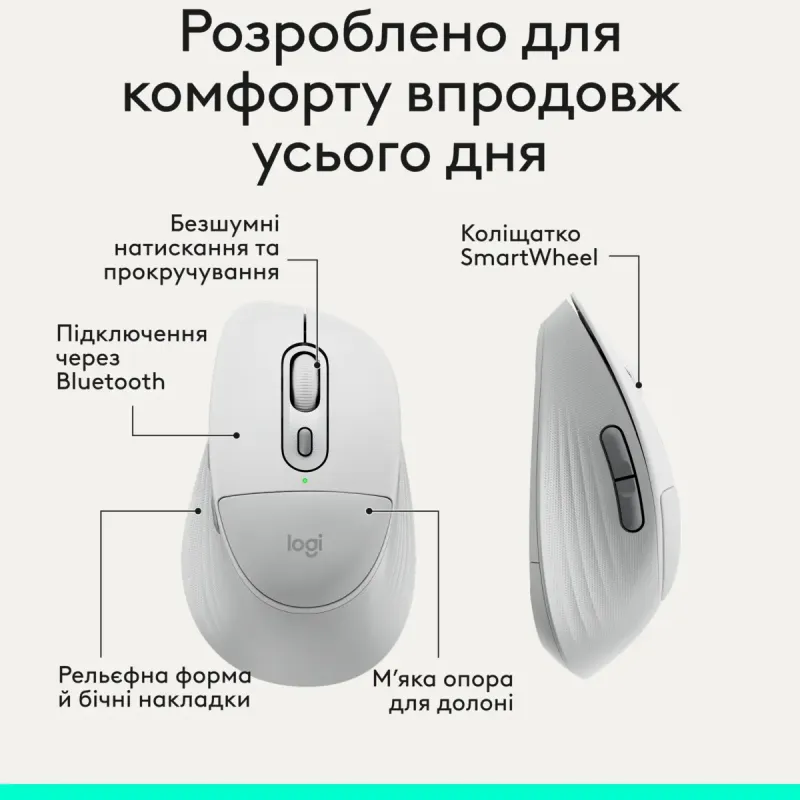 Комп'ютерна миша Logitech Signature Comfort Plus M850L Wireless/Bluetooth White (910-007716)