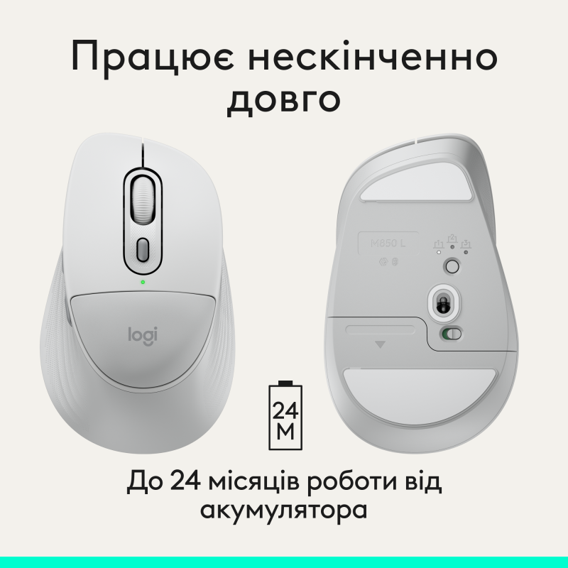 Комп'ютерна миша Logitech Signature Comfort Plus M850L Wireless/Bluetooth White (910-007716)