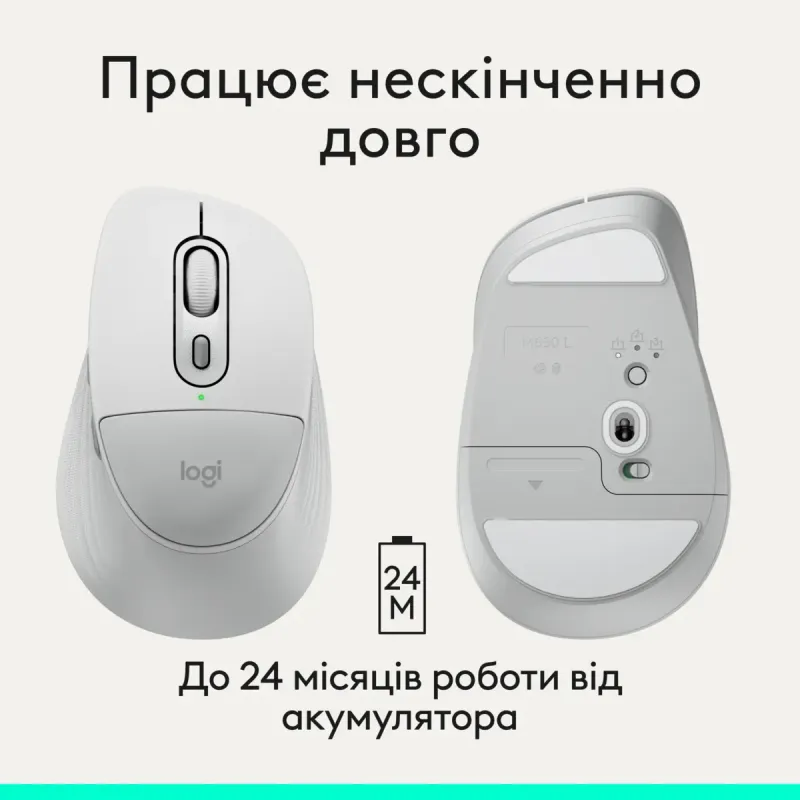 Комп'ютерна миша Logitech Signature Comfort Plus M850L Wireless/Bluetooth White (910-007716)