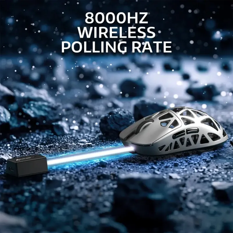 Компьютерная мышь Attack Shark R2, Wireless/Bluetooth, 42000dpi. (PAW3950), 6кн., Silver gray (R2SGR_AS)