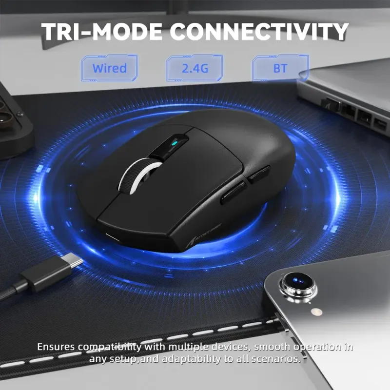 Компьютерная мышь Attack Shark G3 PRO, Wireless/Bluetooth, 25000dpi. (PAW3311), 6кн., Black (G3PROB_AS)