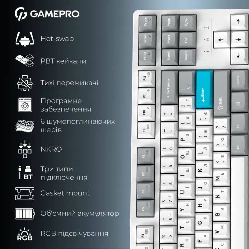 Клавіатура GamePro Asgard Ragnar White (MK285WH)