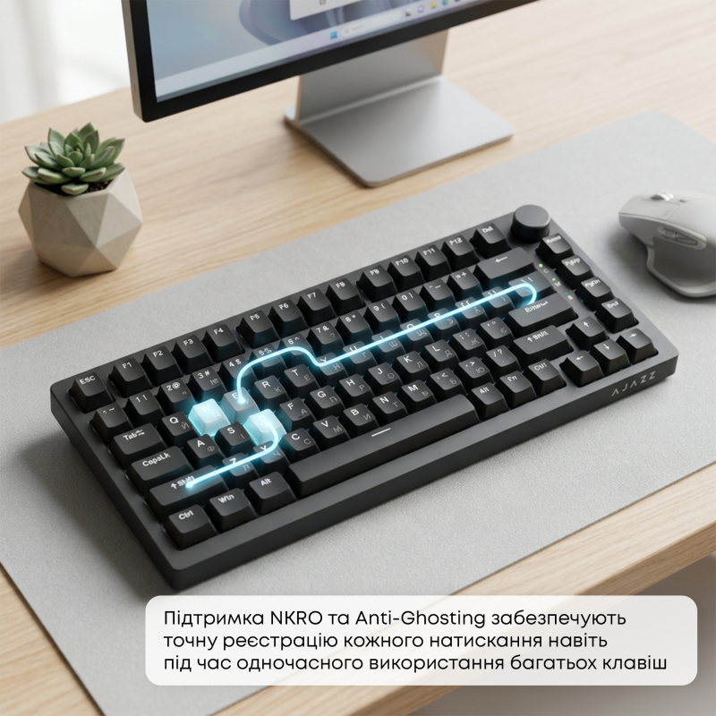 Клавіатура Ajazz AK820 Red Switch Black (AK820-RB)
