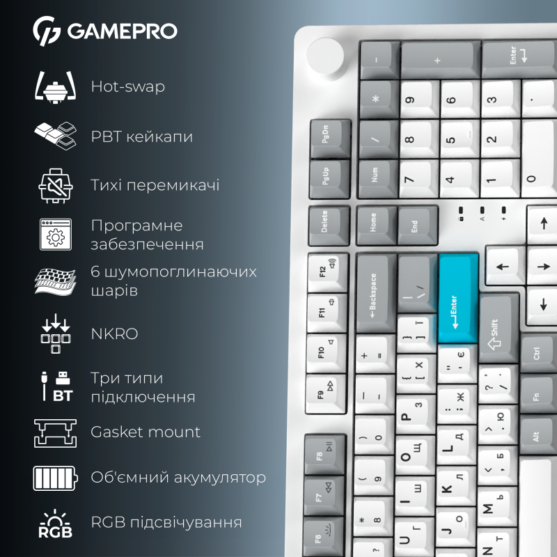 Клавиатура GamePro Asgard Drakkar White (MK305WH)