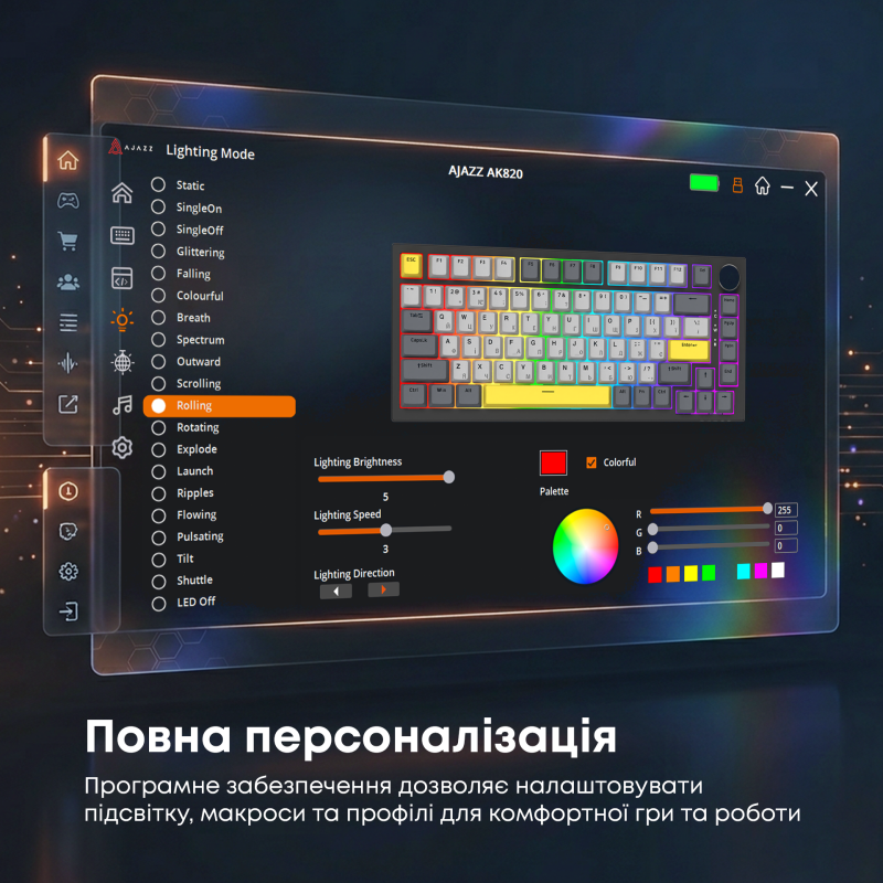 Клавіатура Ajazz AK820 Sea Salt Switch Black (AK820-SS-BGY)