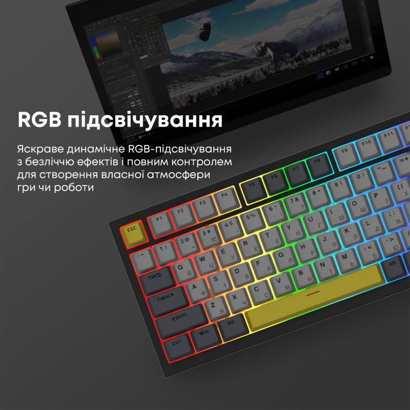 Клавіатура Ajazz AK820 Sea Salt Switch Black (AK820-SS-BGY)