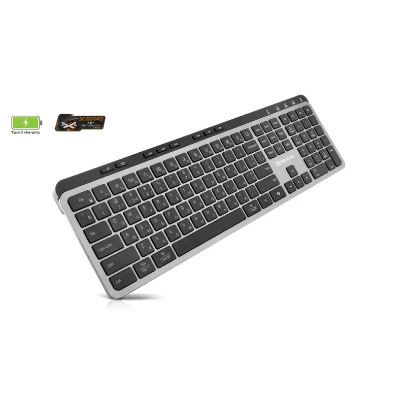 Клавиатура REAL-EL RK-737W Wireless/Bluetooth Black/Grey (EL123100060)