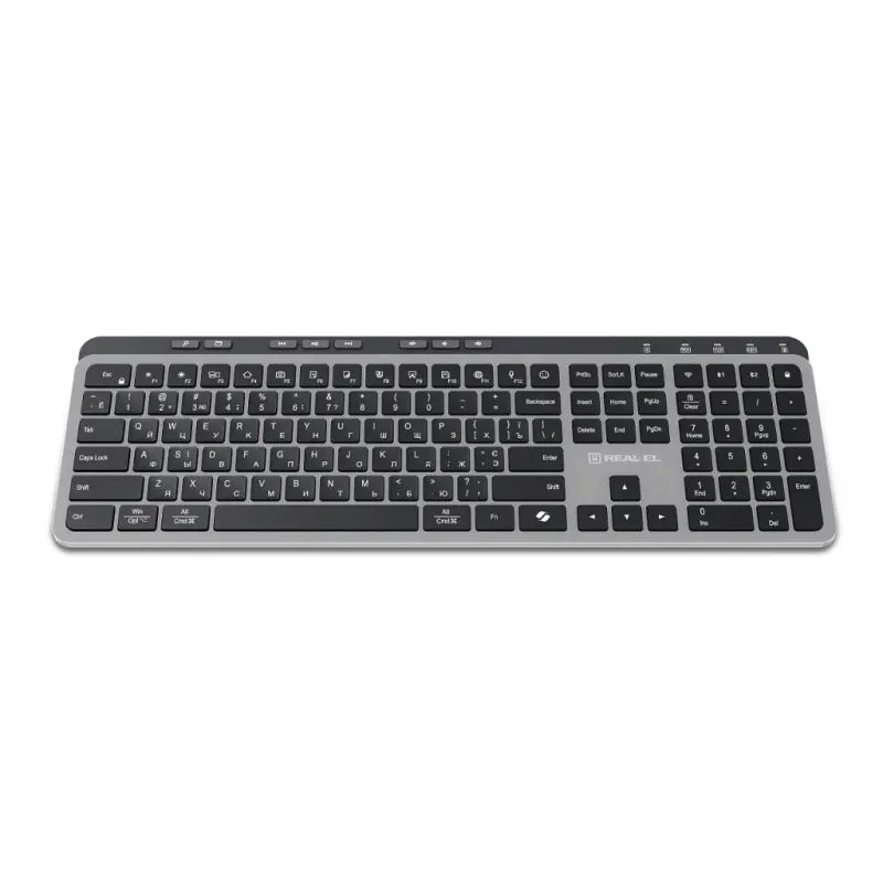 Клавиатура REAL-EL RK-737W Wireless/Bluetooth Black/Grey (EL123100060)