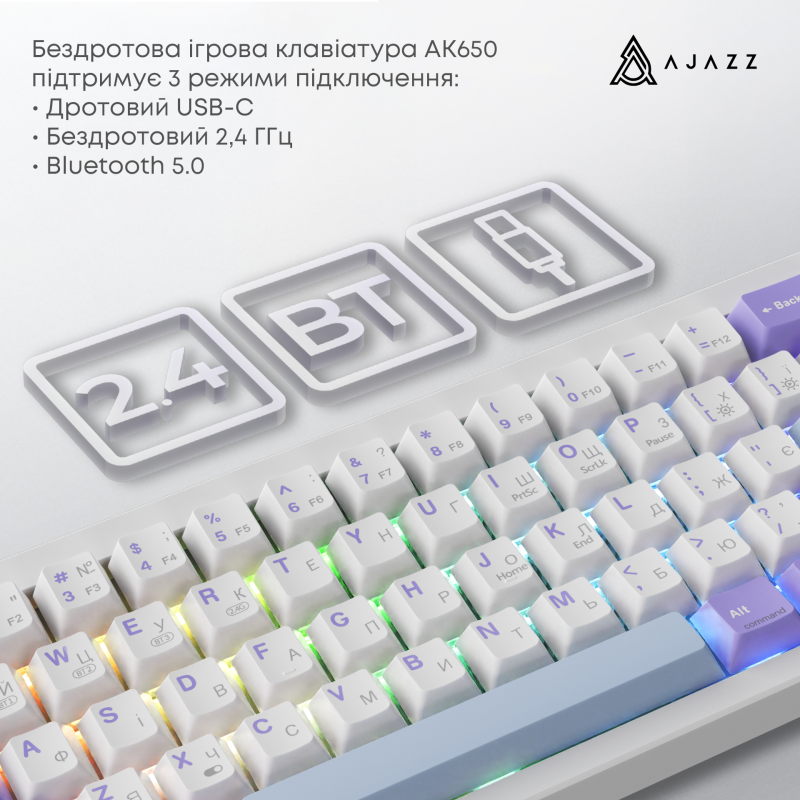 Клавиатура Ajazz AK650 Flying Fish Switch Purple (AK650-FF-PWB)