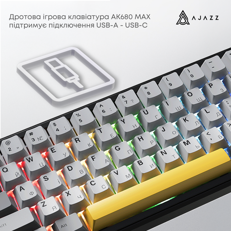 Клавиатура Ajazz AK680 MAX Magnetic Switch RGB USB Black (AK680-M-BGY-AW)