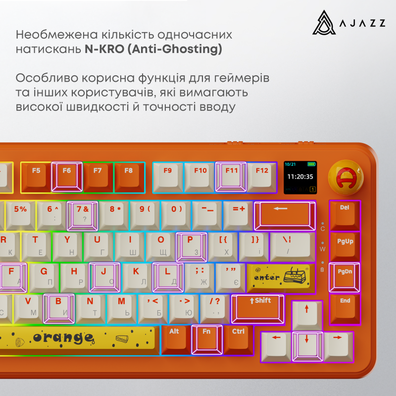 Клавиатура Ajazz AK820 Max Avocado Switch Orange (AK820MAX-AS-OW)