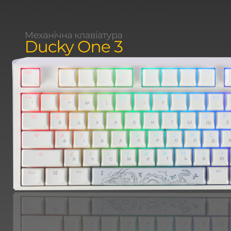 Клавіатура Ducky One 3 TKL Cherry MX Blue RGB UA USB White (DKON2187ST-CUAPXPWWWSC1)
