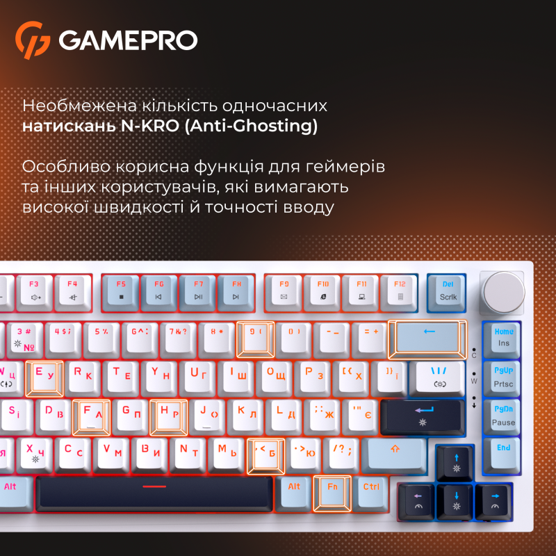 Клавіатура GamePro MK160 V2 Warden QLAB Sakura White (MK160-V2-BL-QS)