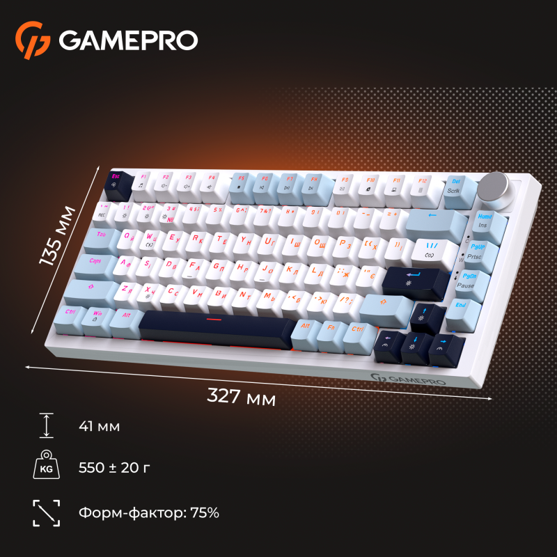 Клавіатура GamePro MK160 V2 Warden QLAB Sakura White (MK160-V2-BL-QS)