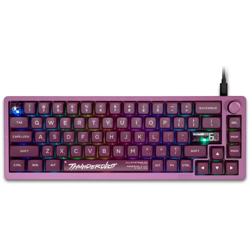 Клавиатура Thunderobot VIC68 Gateron Magnetic Jade Switch USB UA Purple (6932066317201)