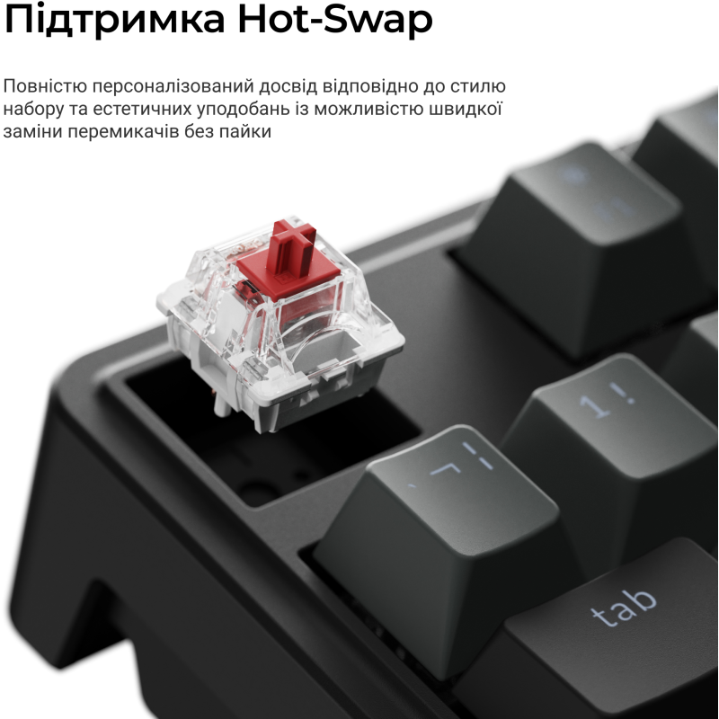 Клавіатура Keychron C3 Max Super Red Switch Black RGB (C3M-H1-UA)