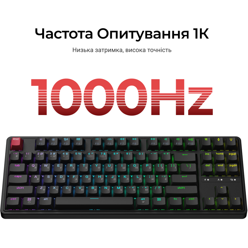 Клавіатура Keychron C3 Max Super Red Switch Black RGB (C3M-H1-UA)