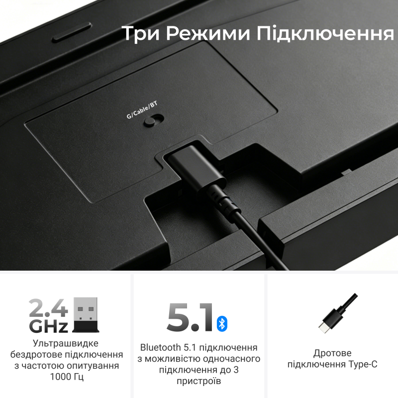Клавіатура Keychron C3 Max Super Red Switch Black RGB (C3M-H1-UA)