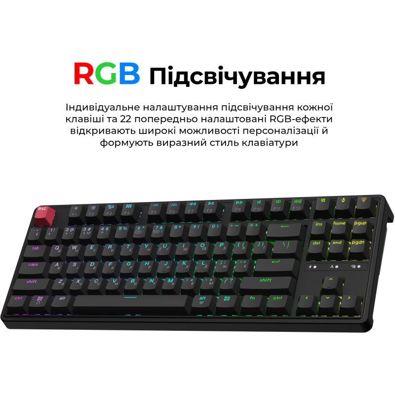Клавіатура Keychron C3 Max Super Red Switch Black RGB (C3M-H1-UA)